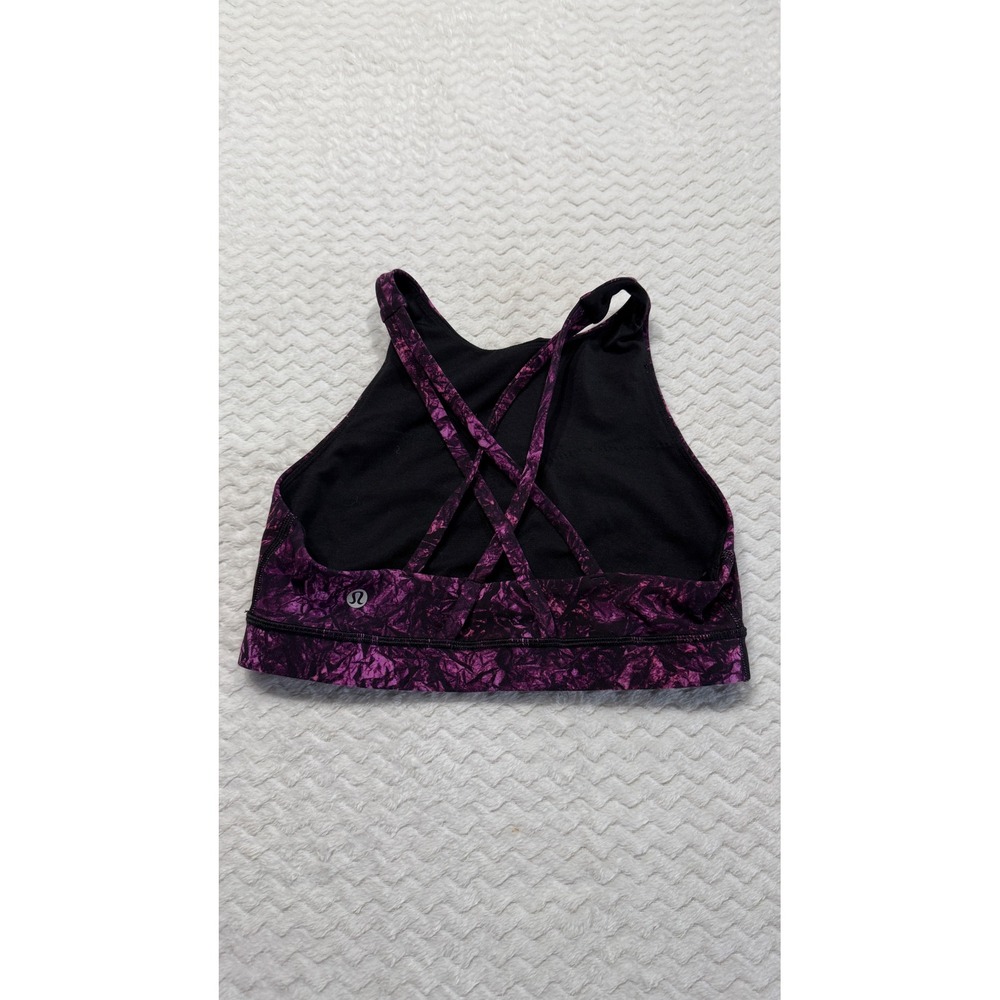Lululemon Free To Be Serene Bra High Neck Purple Black Marble Size 6 W7BDXS